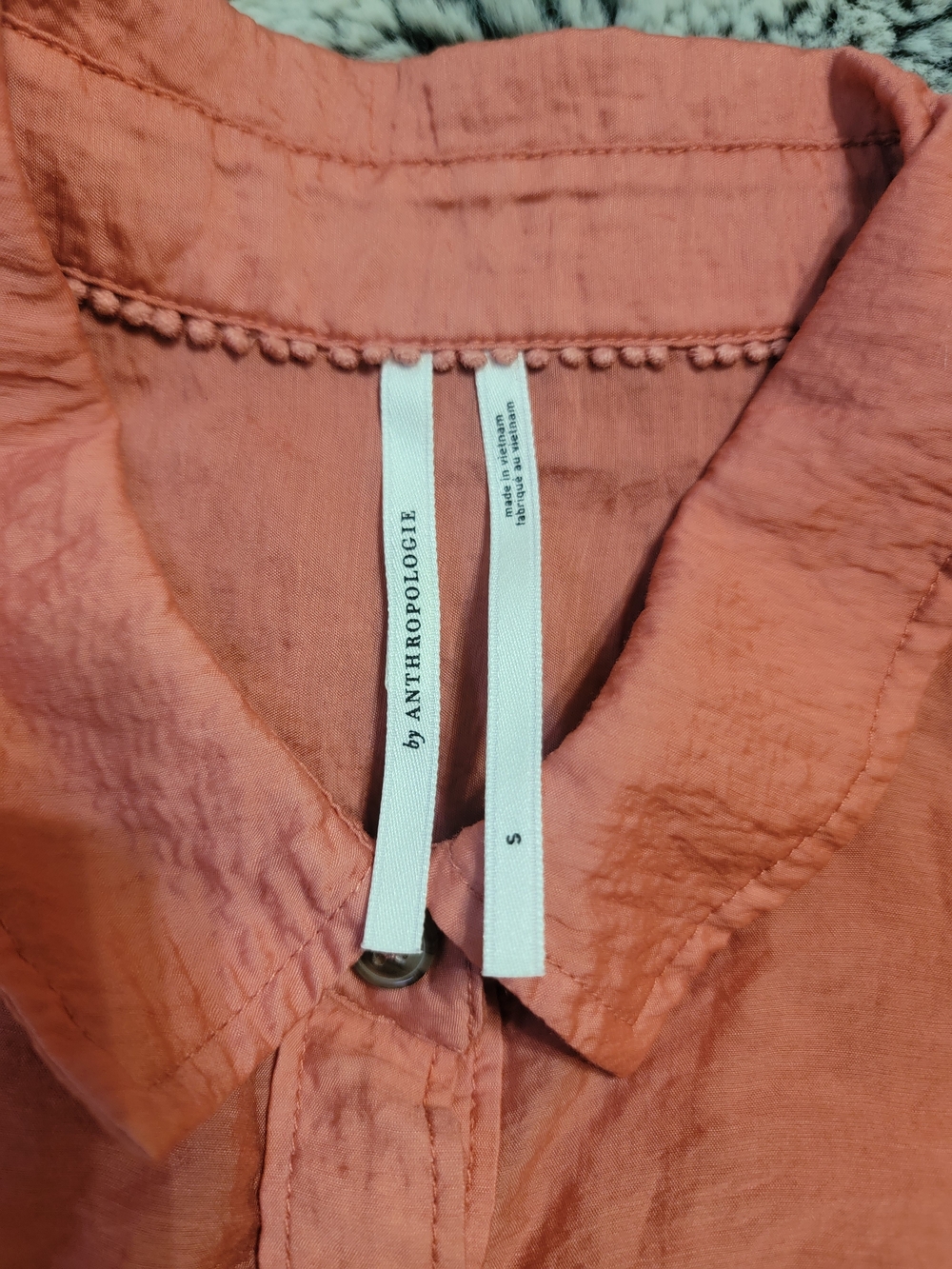 Anthropologie Coral-Orange Button-Down Shirt Sz S